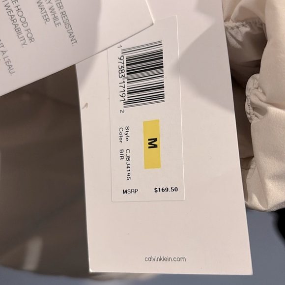 NWT [Calvin Klein] Down Hooded Winter Puffer Insulated Jacket Beige Men’s Sz M - Picture 15 of 15